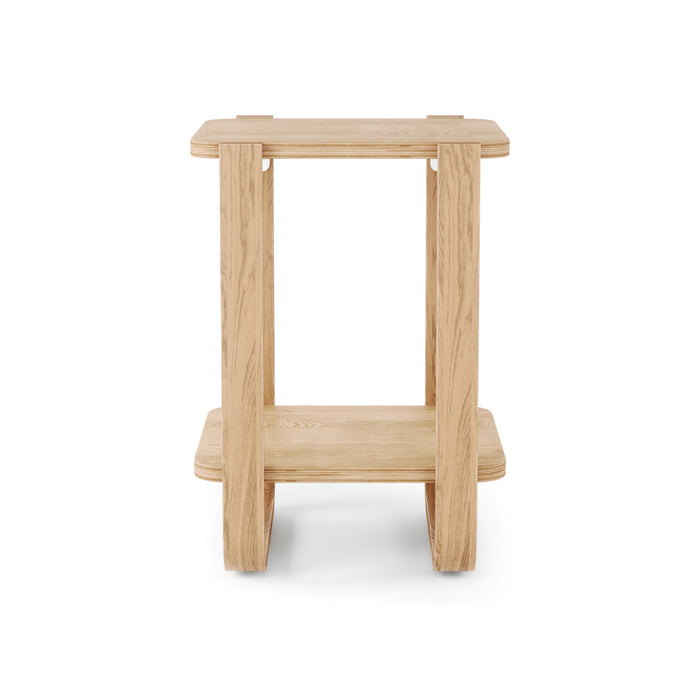 Umbra Modern Solid Wood Bellwood Chairside End Table with Shelf - Natural