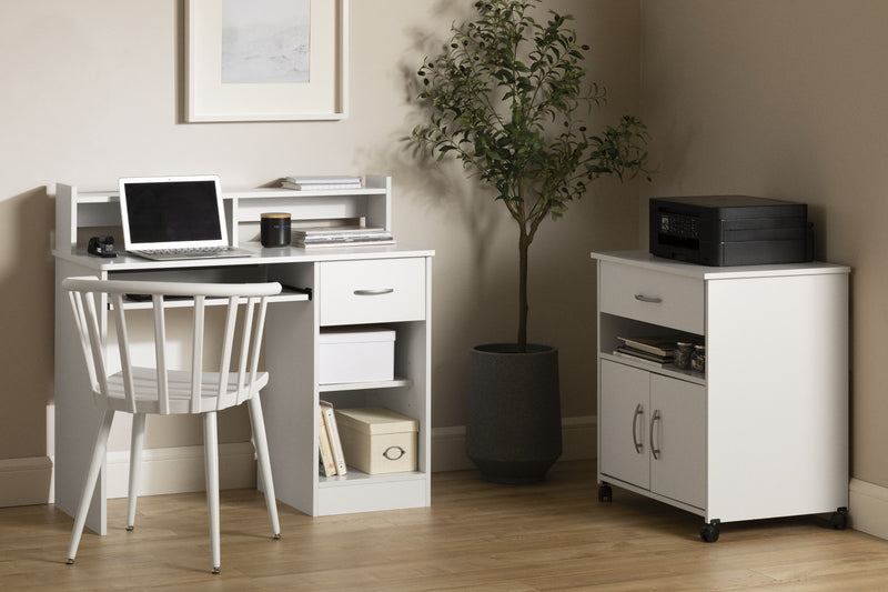 Axess Printer Cart On Wheels - Pure White 