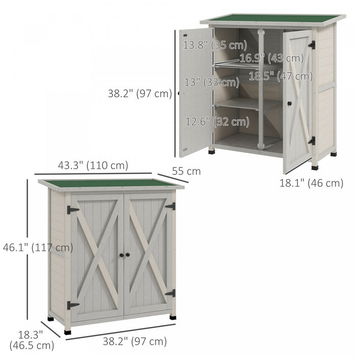 Outsunny Wooden Garden Storage Shed Tool Cabinet Organizer W/ Asphalt Roof