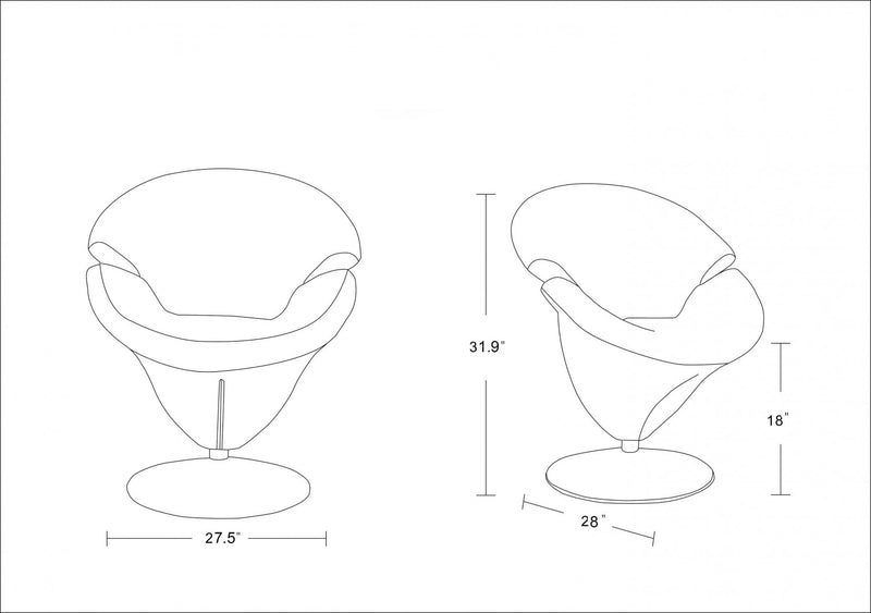 Tulip Modern Velvet Swivel Lounge Chair in Yellow - Set of 2