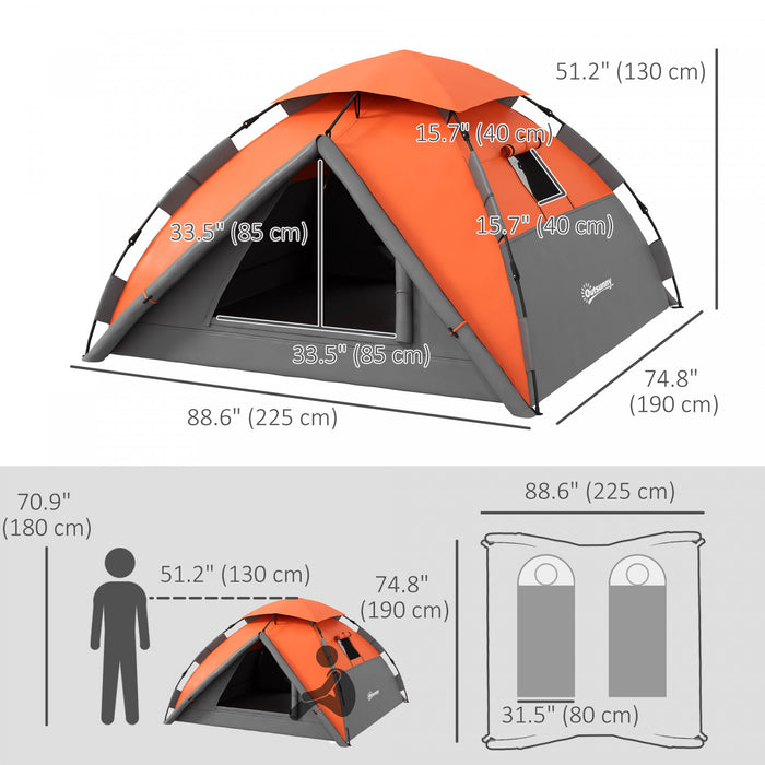 Outsunny Pop Up Camping Tent, With Carry Bag, 3000mm Waterproof