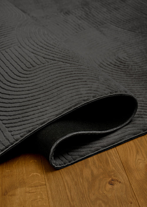 Elion Contemporary Charcoal Washable Rug 9'0\" x 12'0\" Indoor Area Rug
