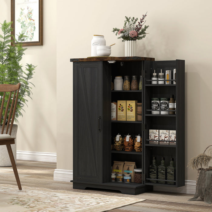 HOMCOM Kitchen Pantry Cabinet Storage Cabinet with Adjustable Shelves Black