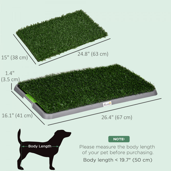 PawHut Grass Pee Pad for Dogs, 26\" x 16\" Artificial Grass with Tray for Dogs Potty Training Indoor Outdoor, 1 Pack, Green