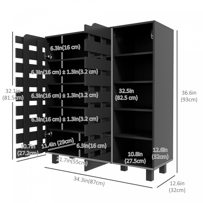HOMCOM Shoe Storage Cabinet with 5-tier Cupboard and 5 Open Shelves