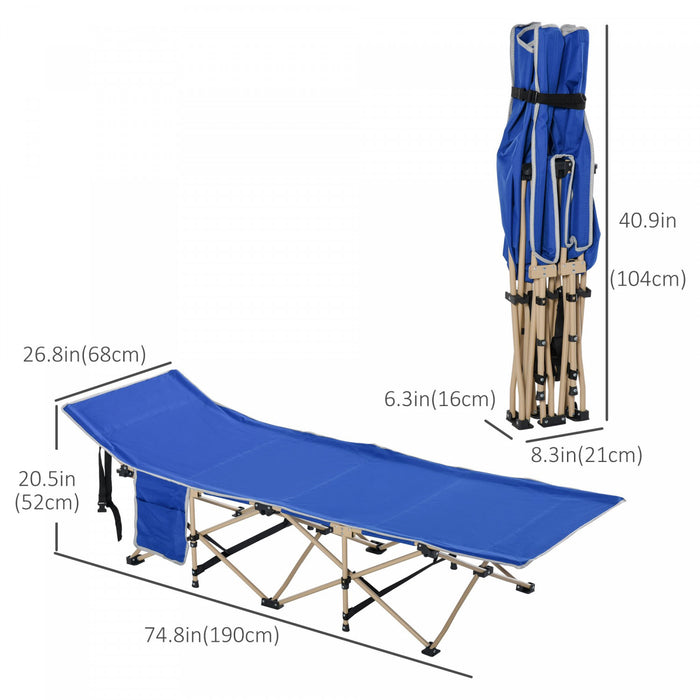 Outsunny Folding Camping Cot, Portable Sleeping Bed For Travel, Navy Blue