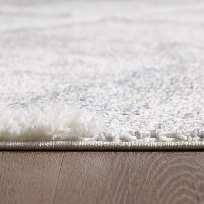 Lola Lattice Lines Cream Shag Area Rug - 6'7\" x 9'6\"