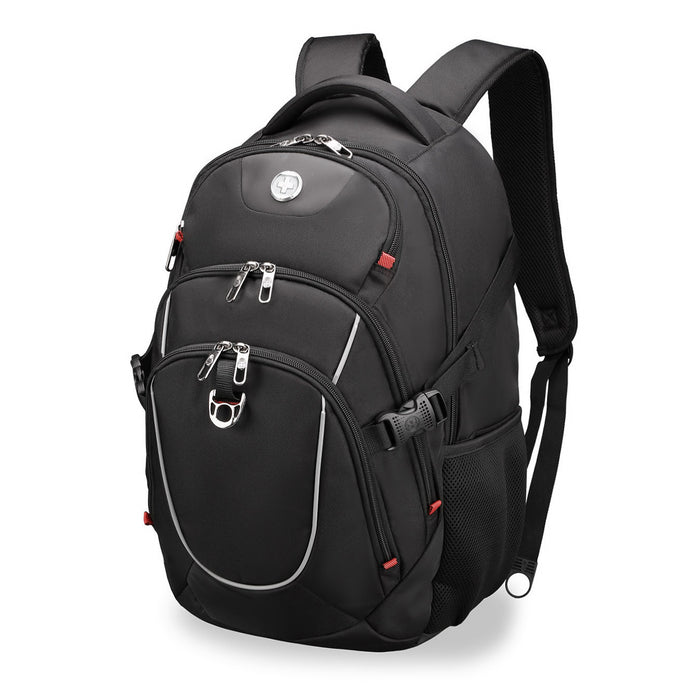Swissdigital Kappel School Backpack – 17\" Laptop Bag, SDD Finder, Add-A-Bag System, Reflective Trim, Multi-Pockets, Ergonomic