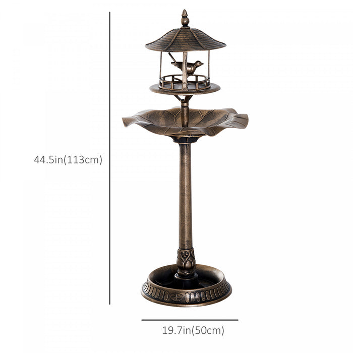 Outsunny 3-in-1 Garden Bird Bath Bowl Pedastal With Bird Feeder, Gold
