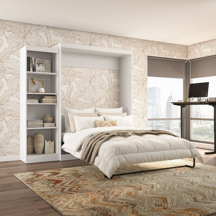 Bestar Pur Queen Murphy Shelving Unit 90-Inch Wall Bed - White