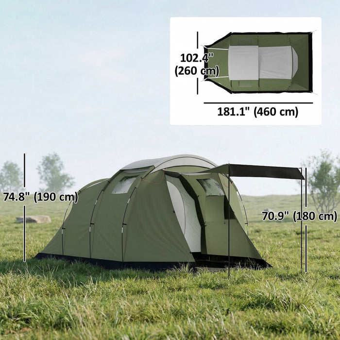 Outsunny Camping Tent with Rainfly Waterproof for 3-4 Person, Green
