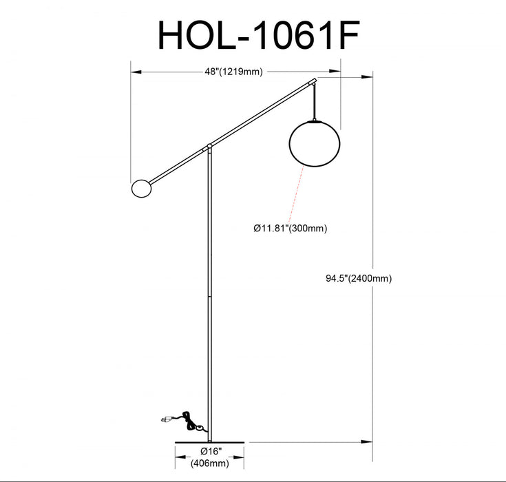 Dainolite Holly 1 Light Floor Lamp 106\" H Aged Brass Opal White Glass