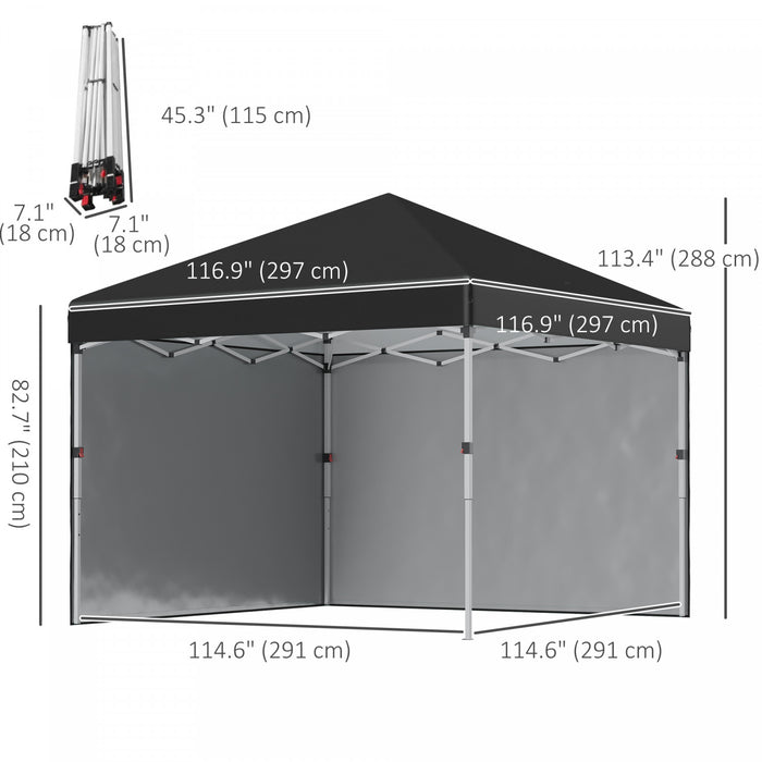 Outsunny 10' X 10' Pop Up Canopy Tent With Removable Sidewalls Carry Bag