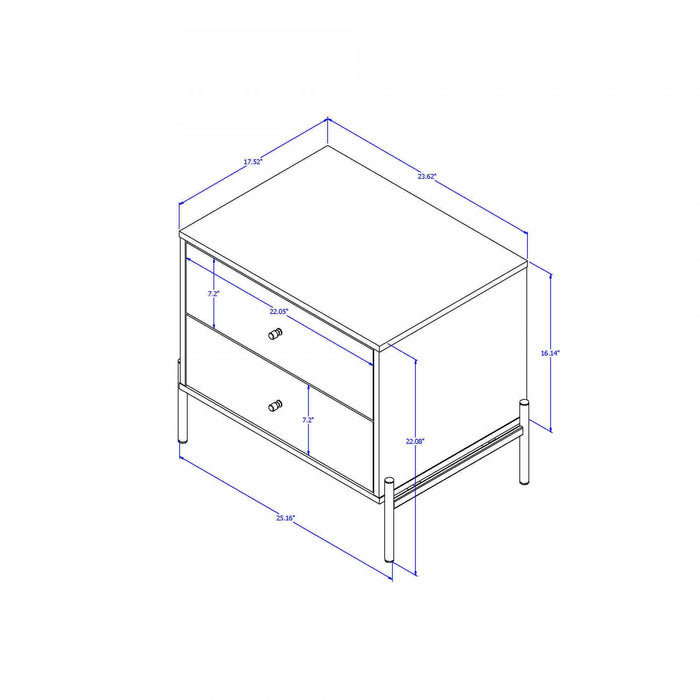 Jasper Modern 25\" Nightstand in White (2-Drawer) - Set of 2