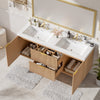 Weston 59.3-Inch Double Sink Floating Bathroom Vanity with Smart Storage, Natural | Weston Meuble-Lavabo Suspendu Double Vasque de 59,3 Pouces avec Rangement Intelligent, Naturel