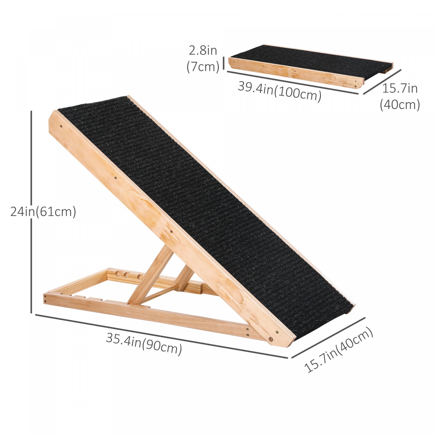 Pawhut Dog Ramp For Bed Couch Foldable Wooden Pet Ramp Height Adju. The Brick