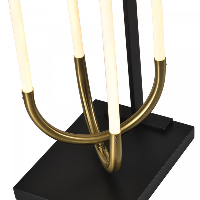Cascata Integrated Led Floor Lamp, Black And Brushed Brass