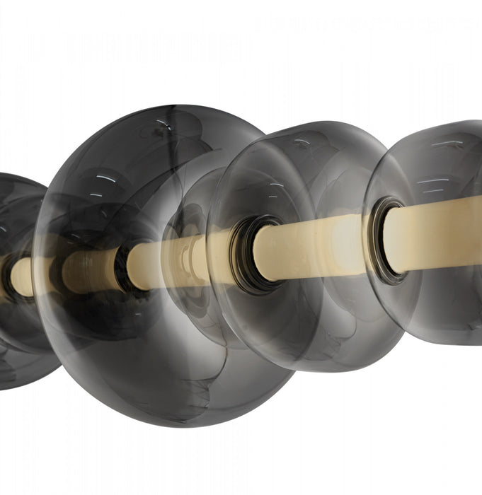 Astra Integrated Led Island Light, Black With Smoke Ombre Glassware