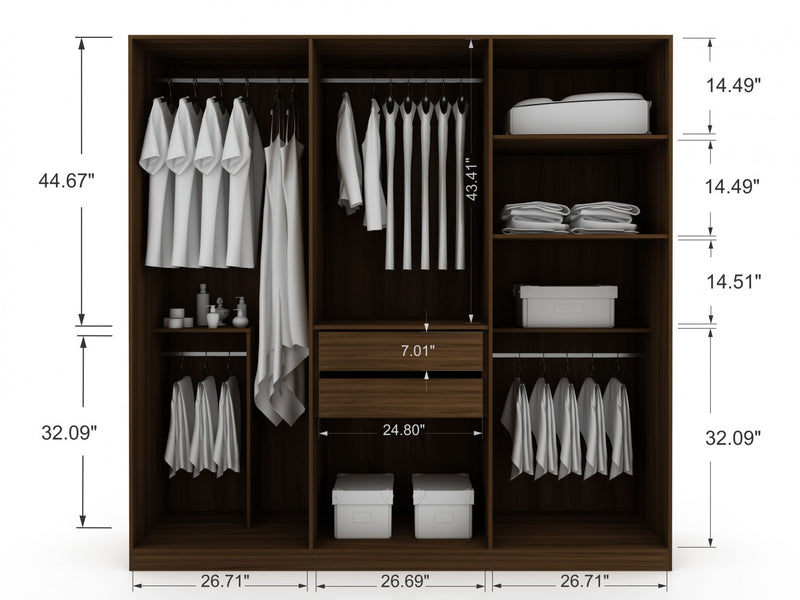 Gramercy Contemporary Modern 82\" Wardrobe Closet in Chestnut Brown