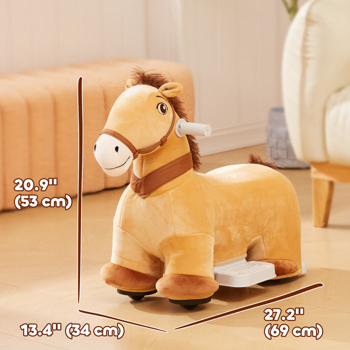 Qaba 6v Powered Ride-On Horse, Battery Powered Kids Electric Ride On Horse, Riding Pony Toy With Music Forward, Pu Wheels, Soft Touch, For Boys And Girls Aged 18-36 Months, Brown