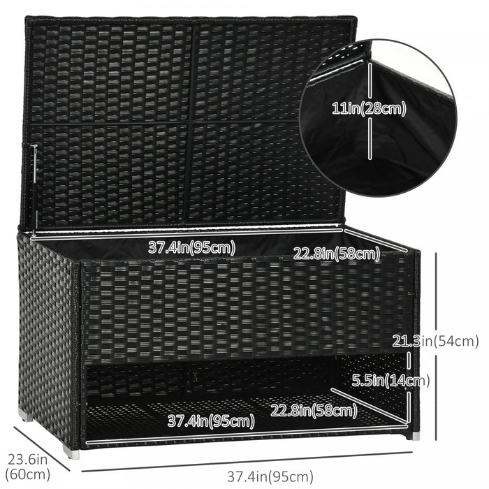 Outsunny Outdoor Deck Box For Pool, W/ Shoe Layer & Inner Liner, Black