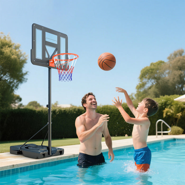Soozier 4.6-10ft Portable Basketball Hoop with Wheels and 43\" Backboard