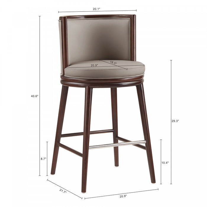 Evalyn Modern Wood Upholstered Barstool in Taupe - Set of 3