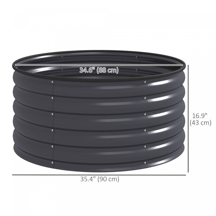 Outsunny Metal Planter, 3 x 3 x 1.5 ft Outdoor Garden Box Dark Grey