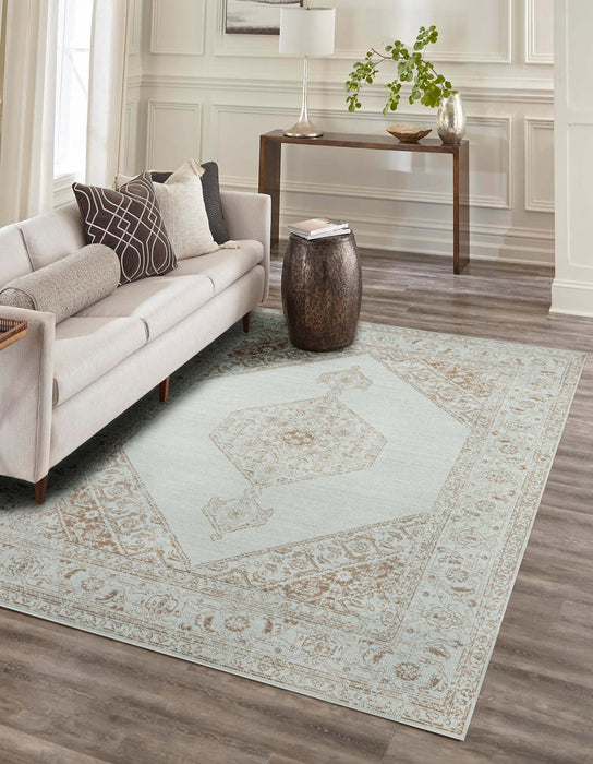 Maude Traditional 9'3\" x 11'10\" Area Rug in Brown Indoor Area Rug