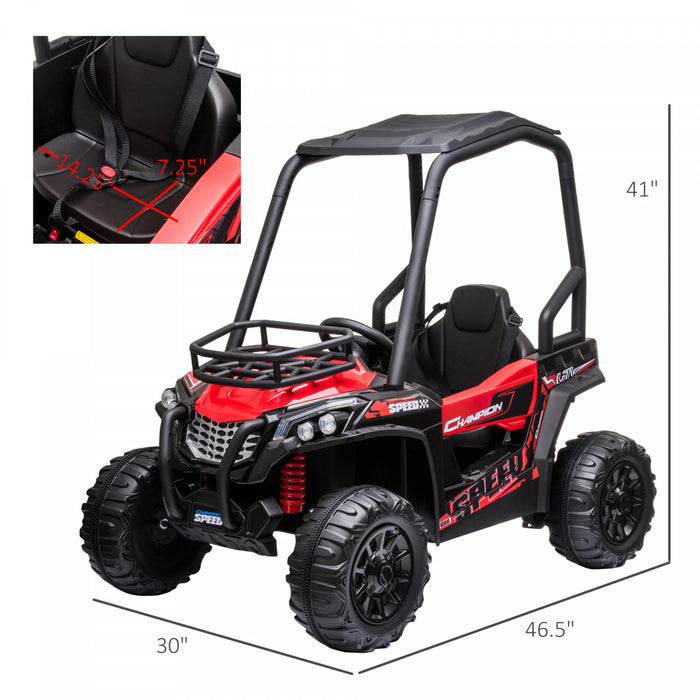 Aosom Kids Ride On Car 12v Battery-powered Electric Off-road Utv Toy 1.8-3.7 Mph With High Roof Parental Remote Control Music Lights Mp3 Suspension Wheels For 37-96 Months
