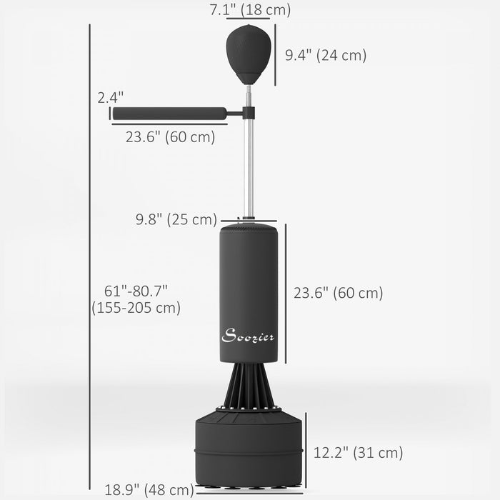 Soozier Freestanding Boxing Punch Bag Stand with Speed Ball, Black