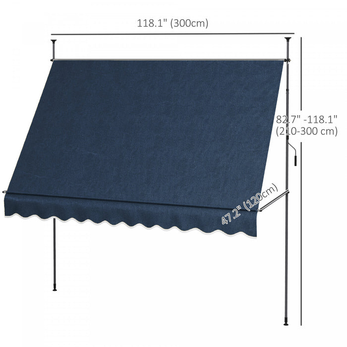 Outsunny 10' X 4' Retractable Awning, Freestanding & Non-screw, Blue