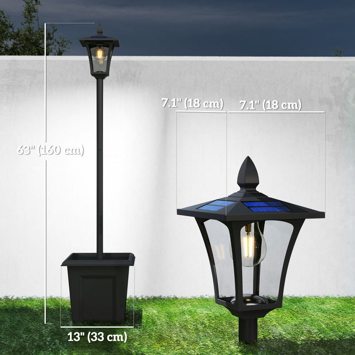 Outsunny 63\" Solar Lamp Post Lights 2 Pack, Solar Light Posts, Black