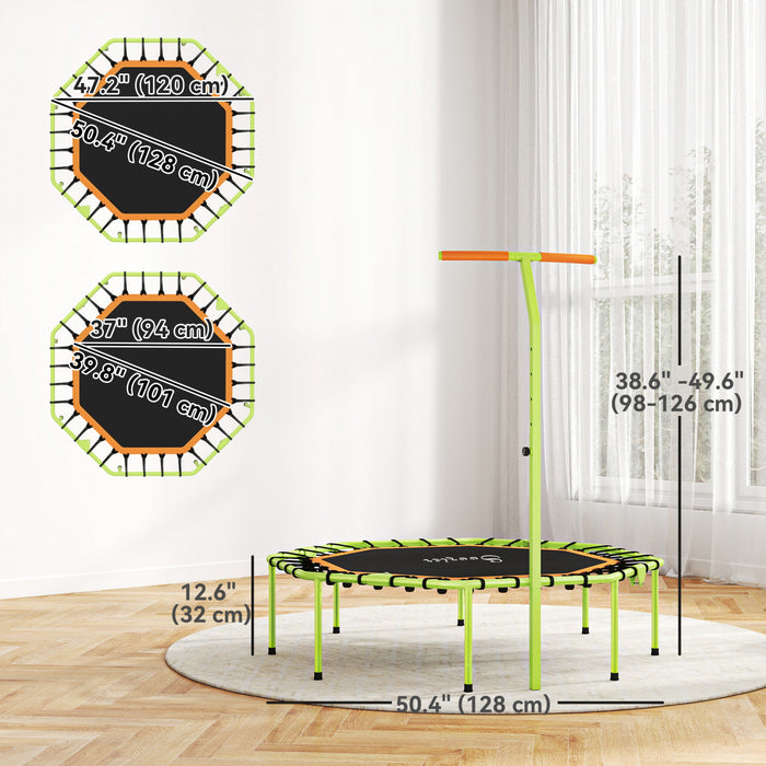 Soozier 50\" Foldable Mini Trampoline, Fitness Trampoline Bungee Rebounder with Adjustable Handle Bar, Stable & Quiet for Adults Indoor and Outdoor Workout