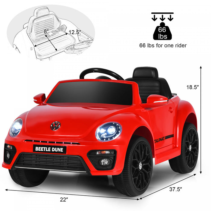 Costway 12v Kids Ride On Car Licensed Volkswagen Beetle W/ Remote Control & Music Red