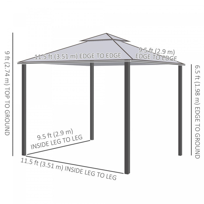 12' Outdoor Patio Gazebo Pavilion Canopy Tent With Netting, Taupe