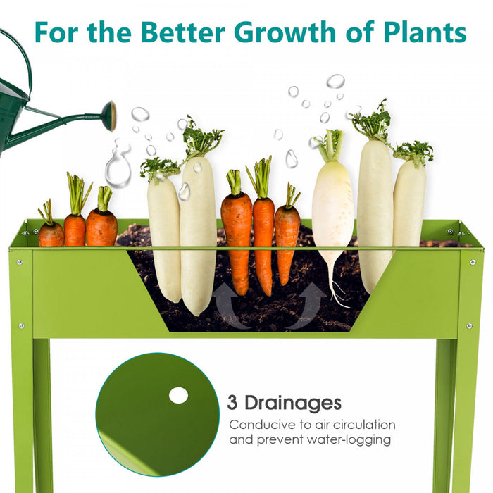 Costway 24'' X12'' Outdoor Elevated Garden Plant Stand Raised Tall Flower Bed Box