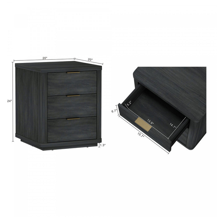 Evelyn Modern 20\" Nightstand in Charcoal Gray (3-Drawer)