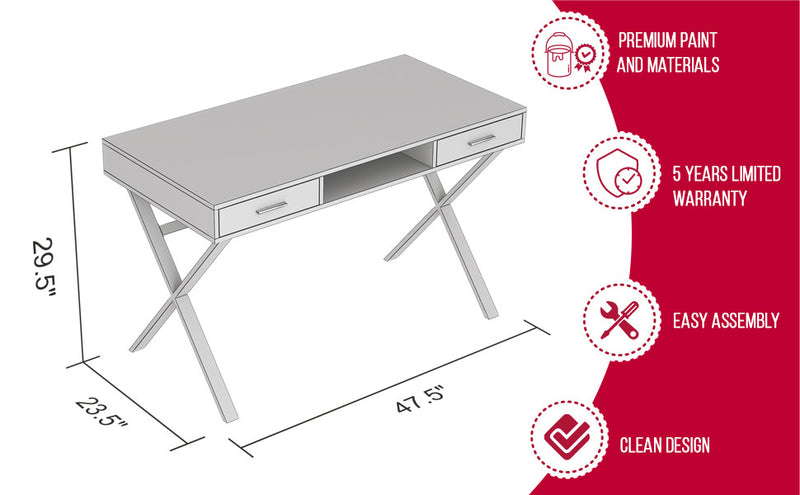 47” Computer Desk With 2 Drawers And 1 Shelf - Brown Reclaimed Wood With Black Metal