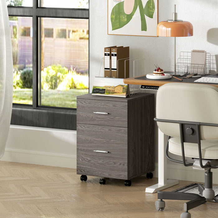 Vinsetto Mobile File Cabinet, 2-Drawer Filing Cabinet with Wheels, Grey