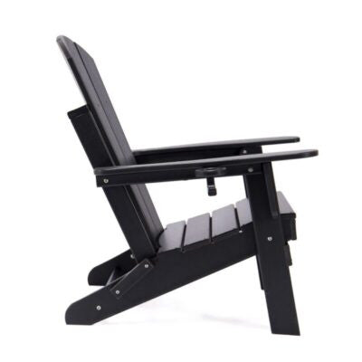Lake Country Outdoors High-Density Polyethylene Adirondack Chair - Black Patio Seat