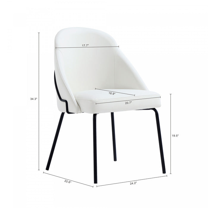 Gracie Modern Vegan Leather Metal Dining Chair in White and Black - Set of 2