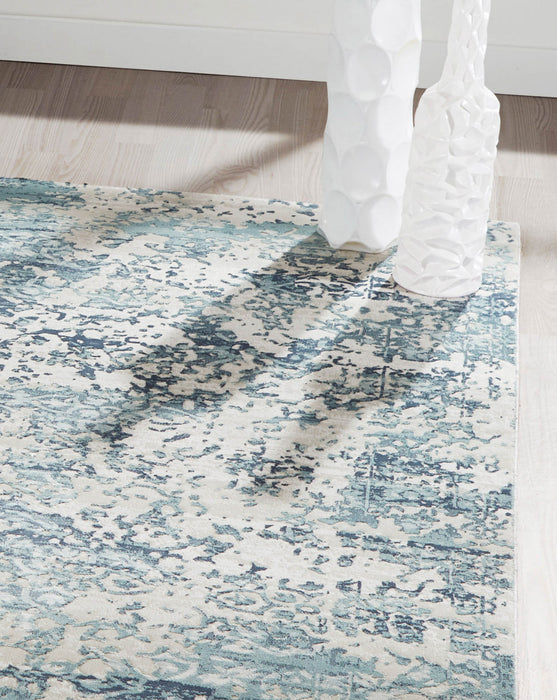 Delphine Traditional 9'3\" x 12'6\" Area Rug in Blue Indoor Area Rug