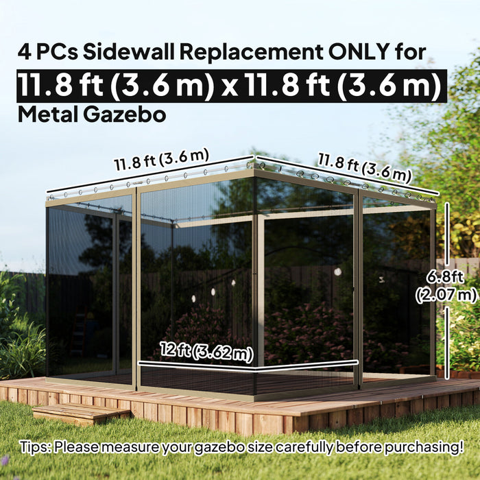 Outsunny 12' x 12' Gazebo Replacement Mosquito Netting Screen Walls, Khaki