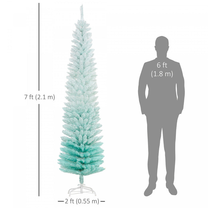Homcom 7ft Pencil Artificial Christmas Tree With 500 Branches