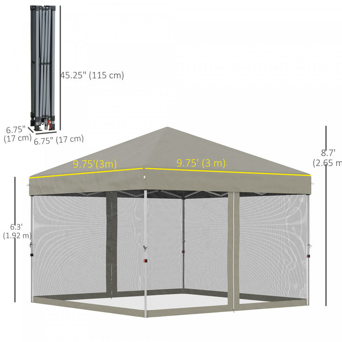 Outsunny 10' X 10' Pop-up Canopy Tent Outdoor Party Tent With Mesh Walls