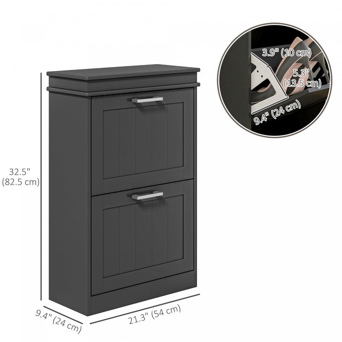 HOMCOM Narrow Shoe Cabinet for Entryway with Flip Drawers Adjustable Shelf