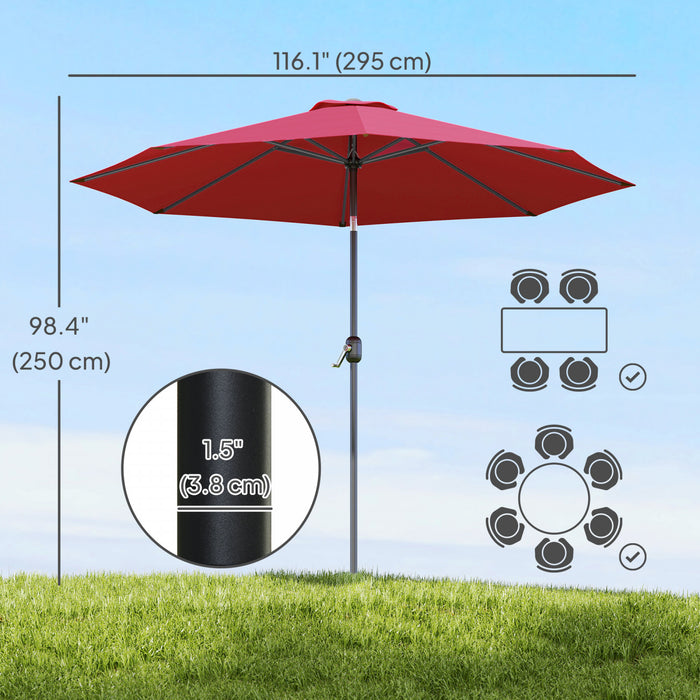 Outsunny 10' X 8' Round Market Umbrella For Garden, Bench, Lawn, Wine Red