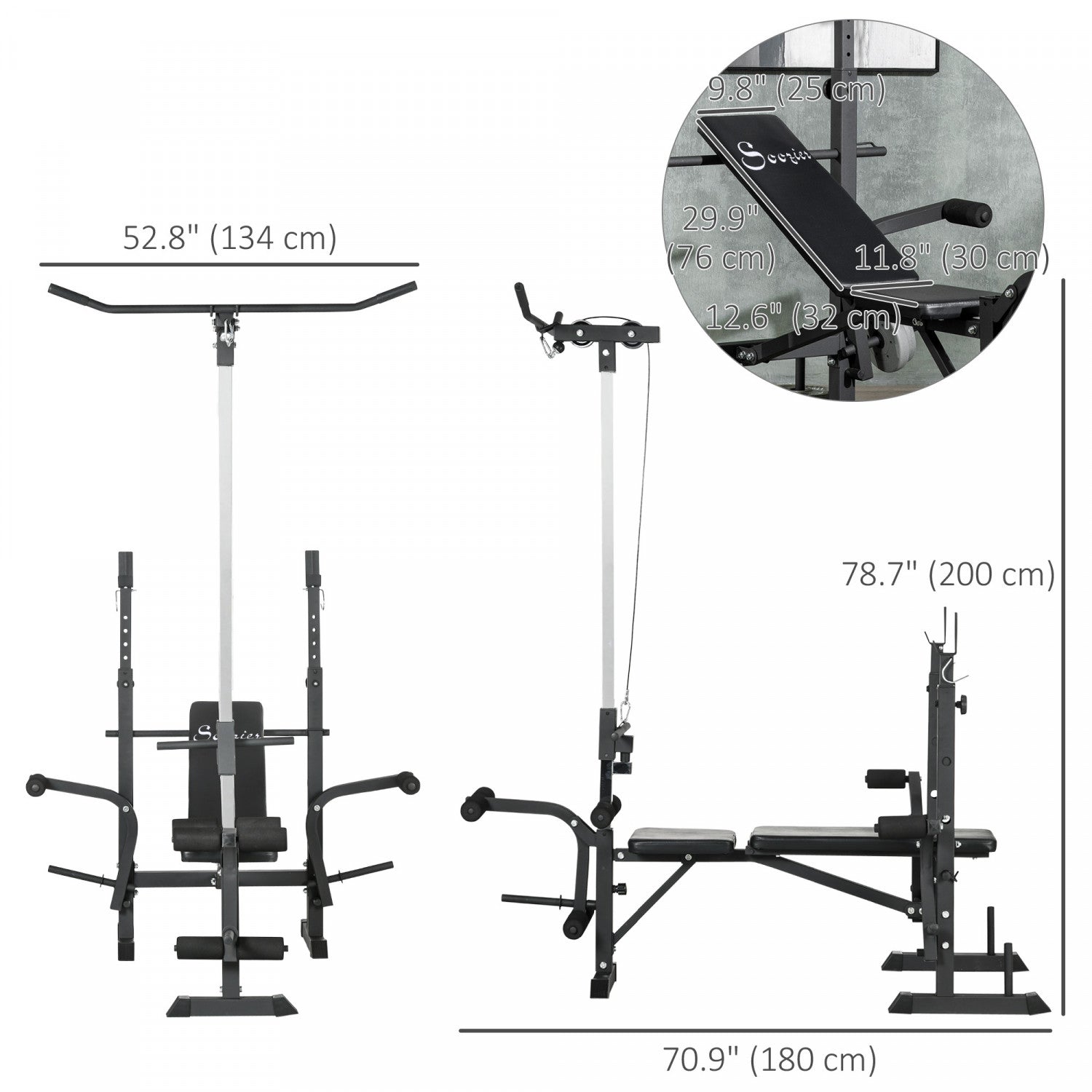 Soozier Adjustable Weight Bench W Pulley System Full Body Workout. The Brick