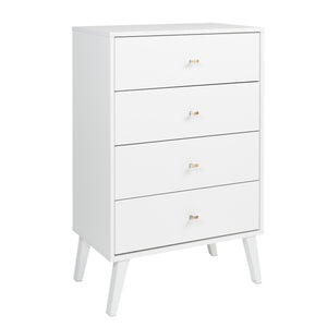 Milo Tall 4-Drawer Chest - White